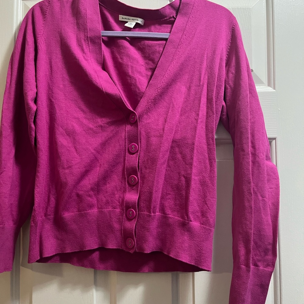 Banana Republic Pink Cardigan Sweater V-Neck Knit